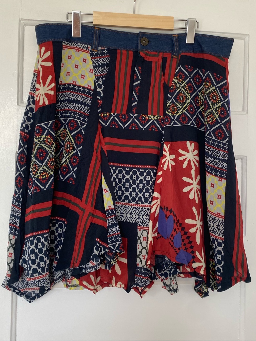 Desigual patchwork style handkerchief boho skirt